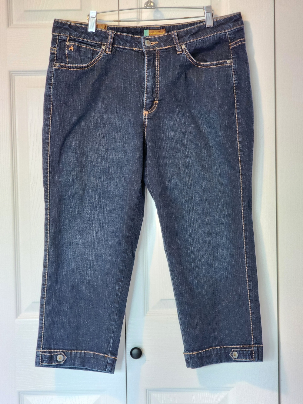 Wrangler Women’s Dark Blue Cropped Denim Jeans Size 14P Petite - Picture 13 of 14